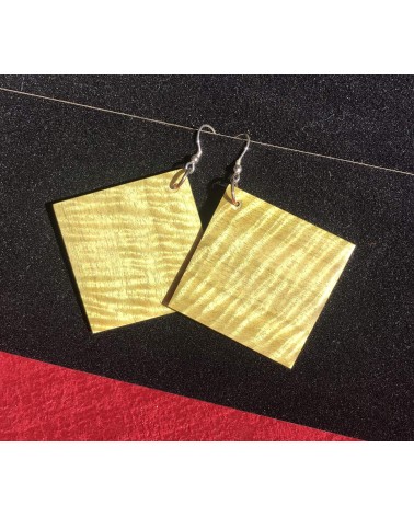 Boucles d'oreille Carré en MANGUIER ONDÉ  / 18