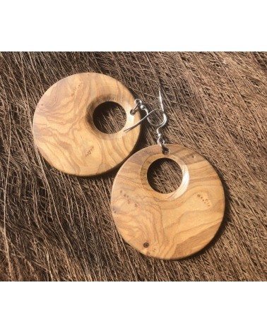 Boucles d'oreille disque en OLIVIER  / 20 Boucles d'oreille disque en OLIVIER  / 20