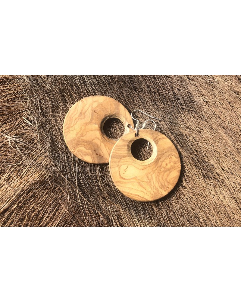 Boucles d'oreille disque en OLIVIER  / 20 Boucles d'oreille disque en OLIVIER  / 20