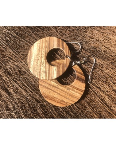 Boucles d'oreille disque en ZEBRANO / 24