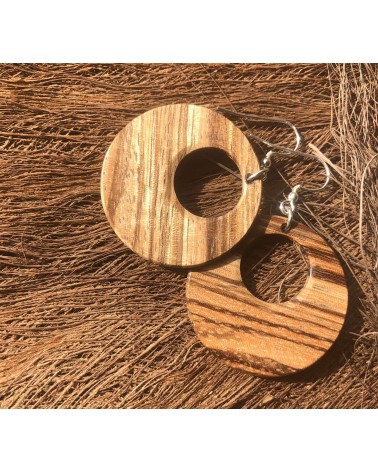 Boucles d'oreille disque en ZEBRANO / 24