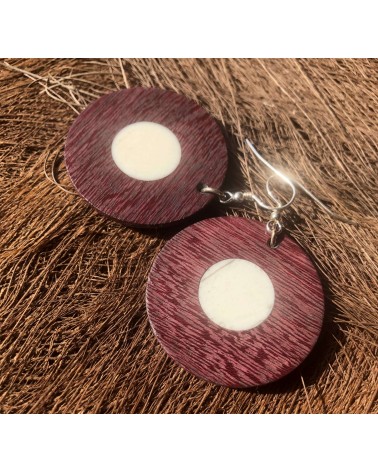 Boucles d'oreille disque en AMARANTE-OS / 25