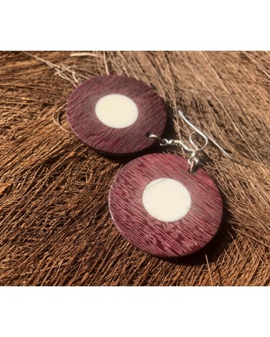 Boucles d'oreille disque en AMARANTE-OS / 25