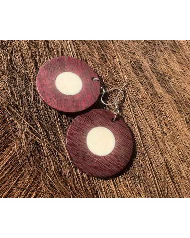 Boucles d'oreille disque en AMARANTE-OS / 25