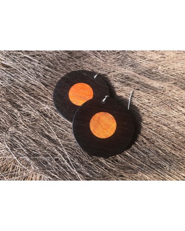 Boucles d'oreille disque en ÉBÉNE-PERNAMBOUC / 27
