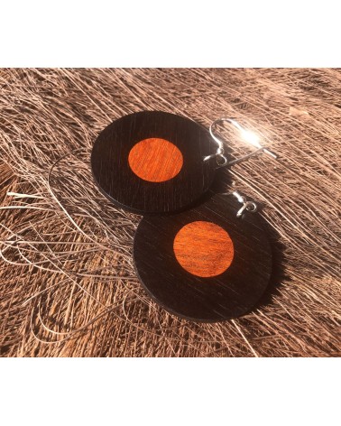 Boucles d'oreille disque en ÉBÉNE-PERNAMBOUC / 27