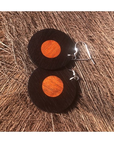 Boucles d'oreille disque en ÉBÉNE-PERNAMBOUC / 27