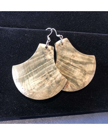 Boucles d'oreille forme lentille échancrée Loupe d'Erable (broussin) / 32