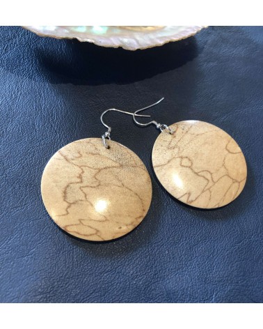 Boucles d'oreille forme lentille ZEBRAWOOD échauffé / 35