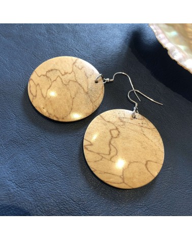 Boucles d'oreille forme lentille ZEBRAWOOD échauffé / 35